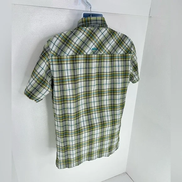 Kuhl Green Plaid Seersucker Button Down Shirt Large Hiking Fishing Outdoors Gorp - Picture 7 of 13